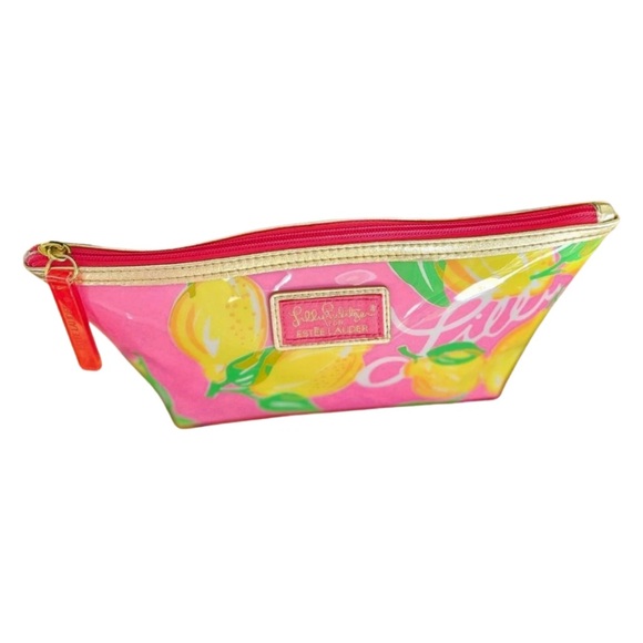 NEW Lilly Pulitzer x Estée Lauder Pink Lemon Print Cosmetic Makeup Bag - Picture 4 of 9